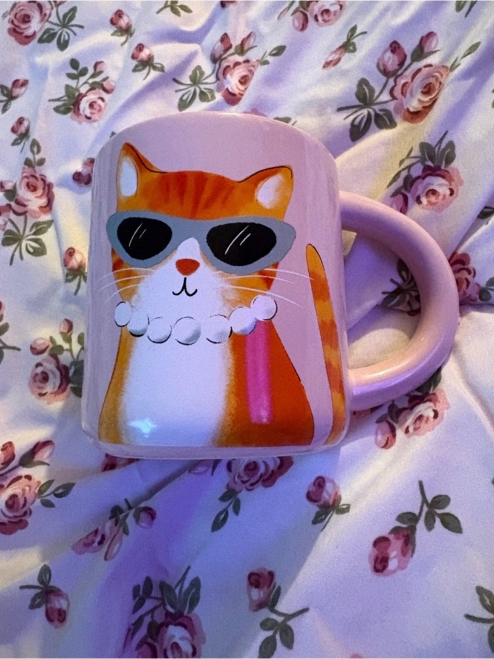 Cute Pink Cat Mug with Sunglasses - Pet Lover Gift - Indigo